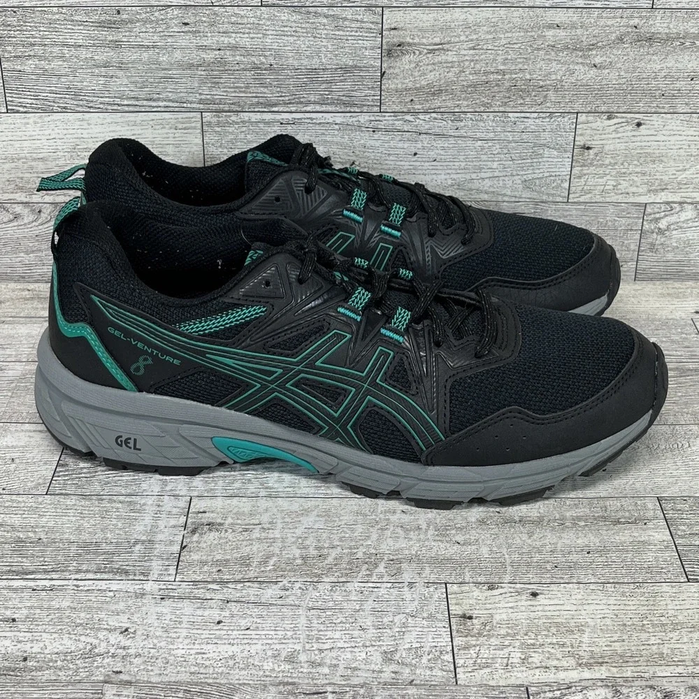Asics Gel Venture 8 1012B230 Black Green Running Shoes‎ Women Size 9.5